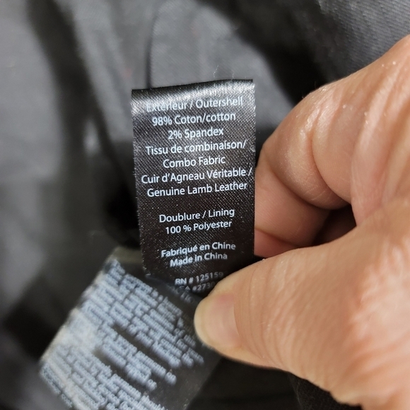 Mackage Andra Moto Jacket in Black Denim with Lamb Leather Sleeves Small - Picture 8 of 12